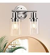Brushed Nickel 2-Light Bathroom Lighting Fixtures Over Mirror, Brushed Nickel 2 Light Bathroom Va...