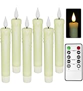 PChero Real Wax LED Flameless Taper Candles with Remote Timer, 6.4 Inch Ivory LED Candlesticks Ba...