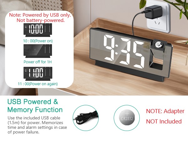 Projection Alarm Clock, Digital Clock