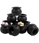 DIYASY Mini Plastic Cauldron,12 Pcs Witch Calderon Pot Black Buckets with Handle for Kids Hallowe...