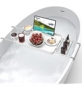 Bathtub Tray for Large Soaking Tub Table Tray Expandable Tub Shelf for Bathtub Caddy Bath Shelf O...