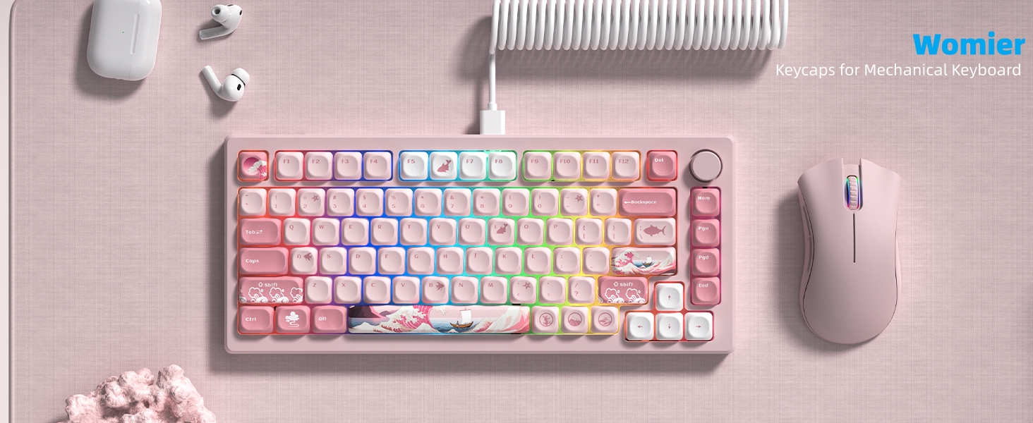 PBT Keycaps for Mechanical Keyboard,75 Percent Dye-Sublimation Custom Keycaps Set