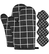 AUAUY Oven Mitts and Pot Holders 6PCS Set, 392°F Heat Resistant Cooking Gloves and Hot Pads Bakin...