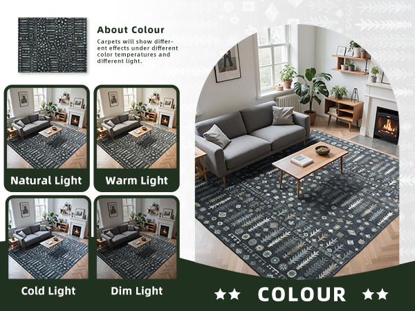 Washable Rugs 8x10 Area Rugs for Living Room- Modern Abstract RugsLarge Soft Low Pile Carpet