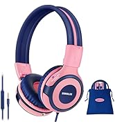 SIMOLIO Kids Headphones with Cord &amp; Share Port, 75dB/85dB/94dB Volume Limited Wired Headphones wi...