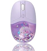 Wireless Mouse Cute Bluetooth Clear Aqua Water Mice,Glitter Liquid Sand Silent Aesthetic Transpar...
