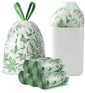 VOK 8 Gallon Trash Bags with Butterfly Printed &amp; Sweet Wormwood Scent, Drawstring Medium Garbage ...