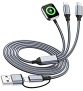 Aerolite? Travel Essentials,3 in 2 Multi Charging Cable for iWatch Charger/IP/USB C,Braided USB A...