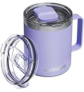 avodvo 12oz Insulated Coffee Mug with Lid – Includes Two Lids, Stainless Steel Coffee Travel Mug ...