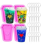 Mity rain 22Pcs Coffee Cups Silicone Keychain Resin Mold Love Heart Dog Tags Epoxy Casting Molds ...