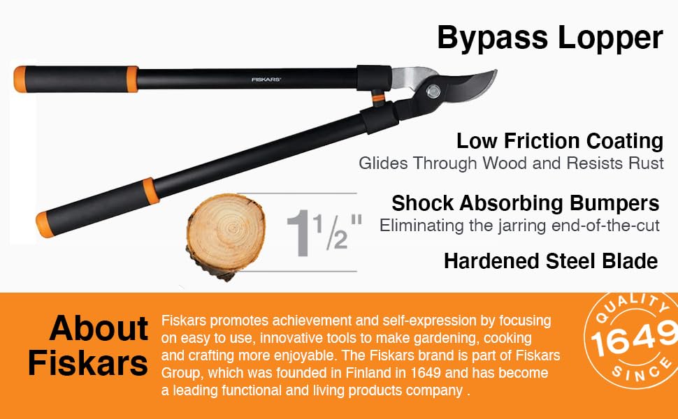 Diagram of features; low friction coating, shock absorbing bumpers, and hardened steel blade