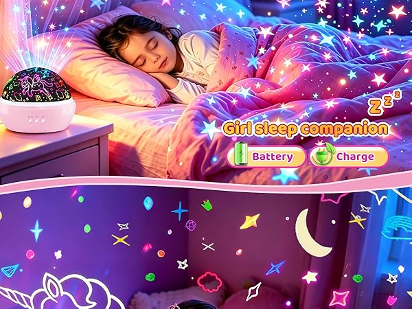 Dreamy Unicorn Night Light, Warm Glow Sleep Companion for Girls