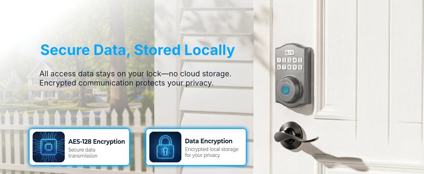 Secure local data storage and encrypted communication for privacy protection