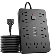 5 Ft Power Strip Surge Protector, Chiefway Black Extension Cord with 8 AC Outlets 11 USB Ports an...