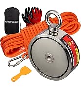 MUTUACTOR Magnet Fishing Kit,Dia.4.21''Double Sides Powerful Magnet Fishing Heavy Duty,Strong Rar...