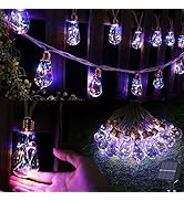 Solar Outdoor String Lights, 20Ft Vintage Rope Hemp Solar Patio Lights, Waterproof Multicolor Sol...