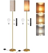 GOEBLESON 2Pack 64.6” Dimmable Floor Lamp for Living Room with Remote &amp; Foot Switch, Corner Floor...