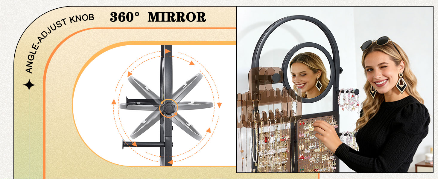 mirror jewelry cabinet standing