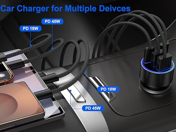 car usb charger muliport black