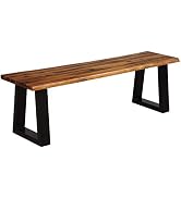 Giantex Wooden Dining Bench Seating Chair Rustic Indoor &amp;Outdoor Furniture (Rustic Brown&amp;Black)
