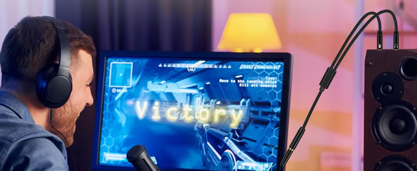 3.5mm splitter headphone splitter for pc headphones splitter 2 way mic adapter wire splitter aux 