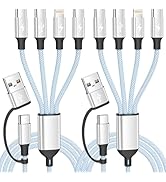 Jogrytece Upgrade 4 in 2 Multi Charging Cable, USB C Cable with 3 X Type-C/Lightning, Travel Holi...