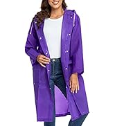 Reusable EVA Rain Poncho for Adults, Unisex Men and Women Hooded Long Clear Raincoat