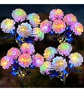 4 Pack Solar Garden Lights Outdoor, LED Colorful Waterproof Solar Powered Hydrangea Flowers Lands...