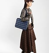 Puffy Quilted Laptop Sleeve 13-15 Inch Cute Plaid Laptop Case with Handle, Grid Pattern Soft Prot...