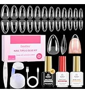 Beetles Gel Nail Kit Etch-X, Almond Short, 288pcs 12 Sizes Nail Tips, 3Pcs 15ml HEMA-Free Nail Gl...