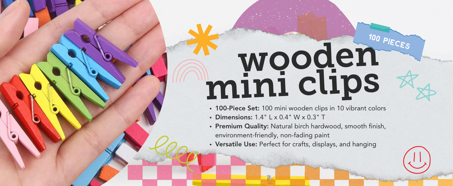 wooden mini clips