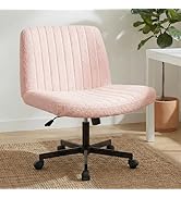 Orange Factory Criss Cross Chair Wheels Vanity Chair Office Desk Comfy Wide Cross Legged Armless ...
