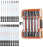 Crosstar 20Pcs 4" Impact Long Hex Bit Set with Magnetizer,Metric &amp; SAE | Allen Wrench Drill Bit S...
