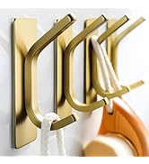 Taozun Adhesive Hooks - Brushed Gold Towel Hooks, Stainless Steel Stick on Wall Hooks Holder for ...