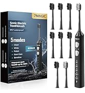 7MAGIC Sonic Electric Toothbrush for Adults and Kids - Up to 180 Days Runtime, 48000 VPM Powered ...