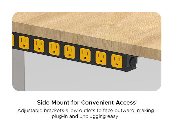 heavy duty meatl power strip siede desk mount