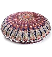 Nature's Own Meditation Floor Pillow, Round Large Pillows Seating for Adults, Cotton Pouf Cover H...