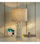 OYEARS 3-Way Dimmable 22'' USB A+C Touch Control Table Lamp with Nightlight for Living Room Bedro...