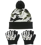 Evridwear Kids Winter Hat and Gloves Set Knit Earflap Beanie Warm Cap for Boys Girls 4-6 Years