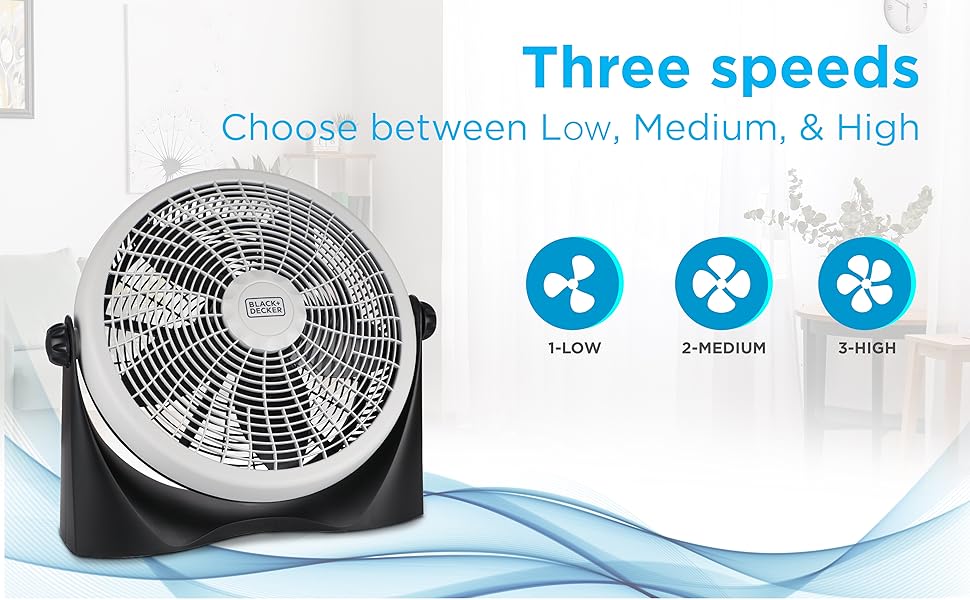 3 speeds low medium high fan