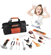 Difflife 18-Piece Hand Tool Set Kids Real, Tool Kit with Storage Bag for Boys, Girls, Children DI...