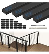 CKE 4 Pack 6'6" Stainless Steel Black Cable Railing Handrail, Black Rectangular Handrail for Cabl...