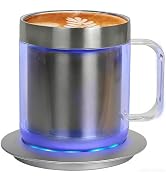 12oz Self Heating Coffee Mug, Electric Heated Coffee Cup with USB Charging Base, Temperature Cont...