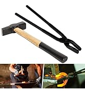 Upgraded Blacksmith Wolf Jaw Tong &amp; Professional Blacksmiths’ Hammer Set, Replace OEM#0000811-100...