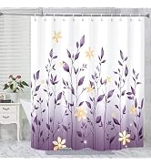 GKLEASG Eucalyptus Shower Curtain, Ombre Floral Leaves Plant Washable Fabric Bath Decor with 12 H...