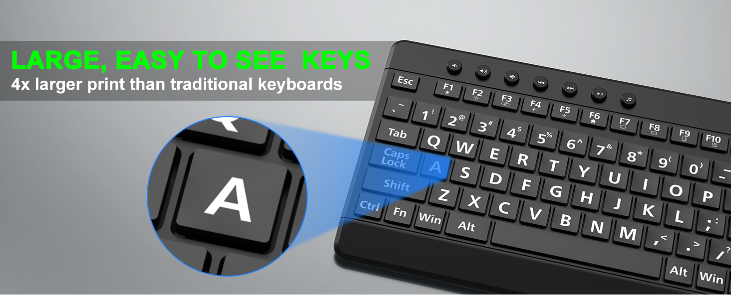 Keyboard Large Print Keyboard Ergonomic Keyboard Large Key Wrist Rest quiet