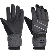HighLoong Men Ski Snowboard Gloves with Waterproof and Thinsulate for Cold Winter-Black
