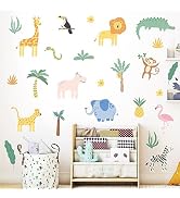 AOWDIAO Animals Wall Decals, Cute Safari Wall Stickers for Baby Kids, Jungle Theme Decor for Nurs...