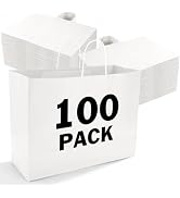 XPCARE Kraft Paper Gift Bags with Handles 100 Pcs 16x6x12 Inches Paper Shopping Bags White Paper ...