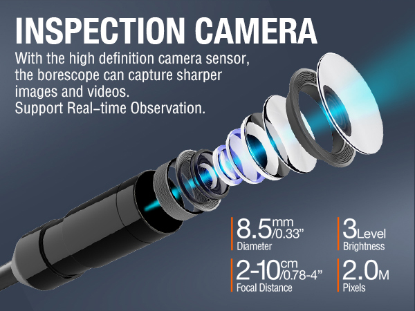 Inspection Camera Endoscope Camera with Light 4.3inch IPS Screen Digital Industrial Borescope